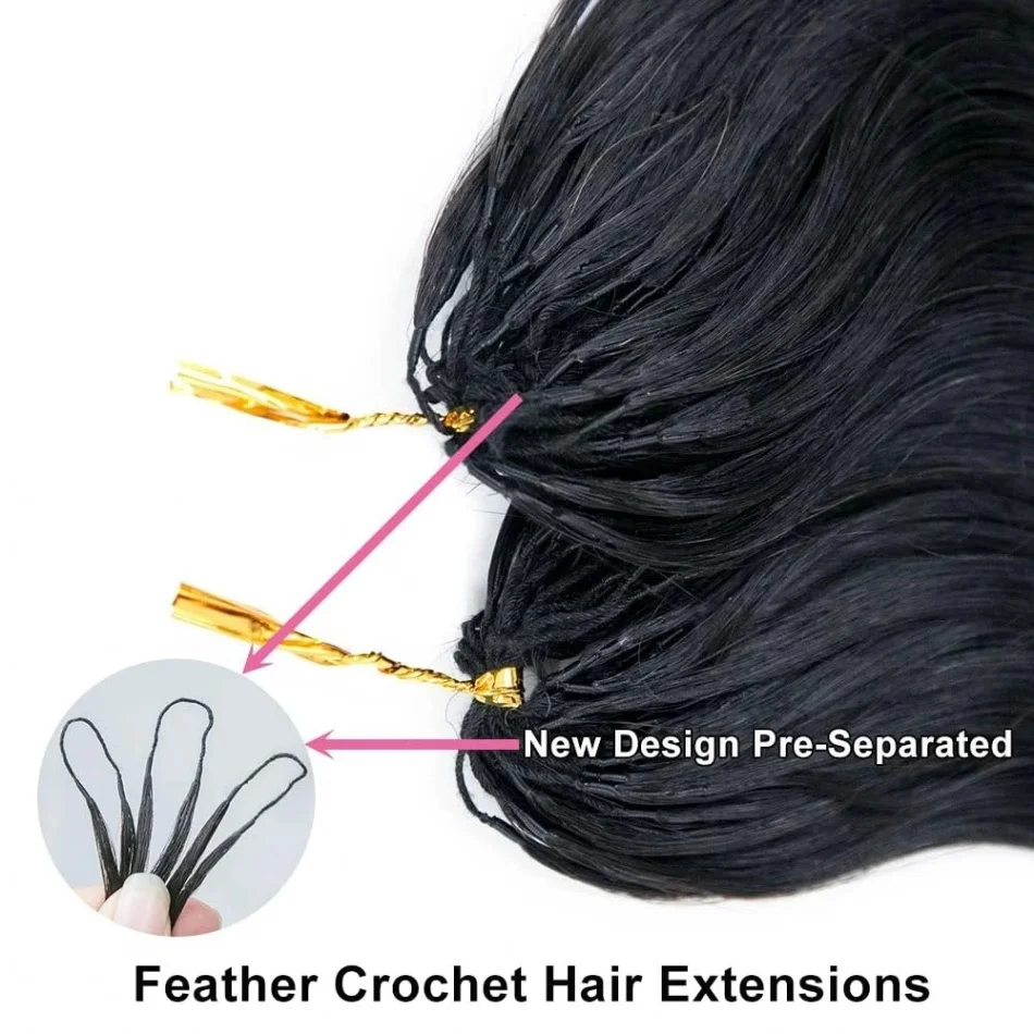 Human Crochet Hair Feather Crochet Human Hair Body Wave Pre-Separated Extension Bundle Knotless For Braiding Twist Reusabl 5