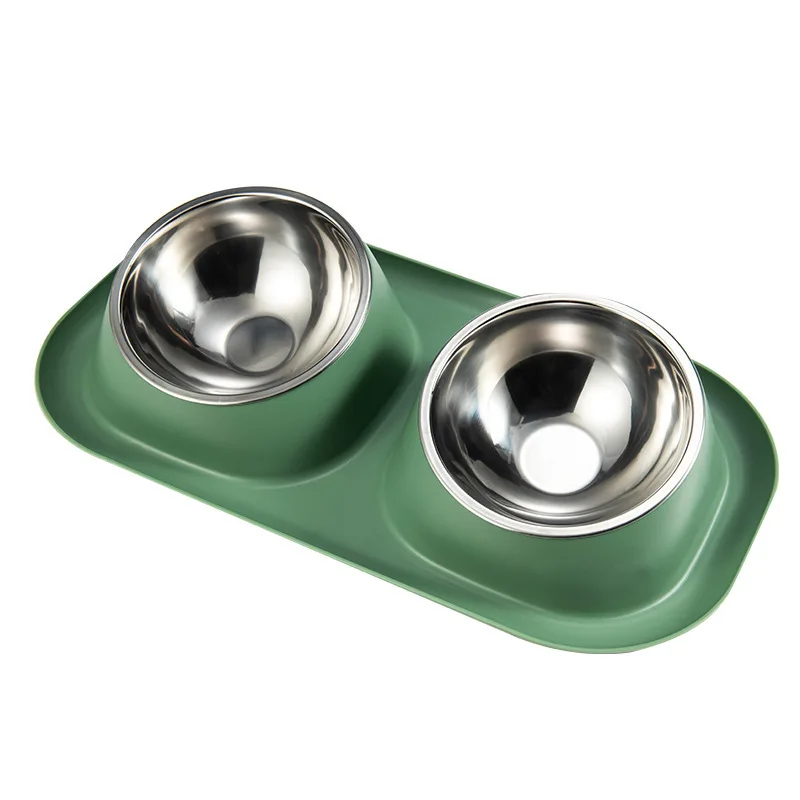 

Stainless Plastic Pet Bowl Double Bowl Dog Cat Feeder Water And Food Bowl