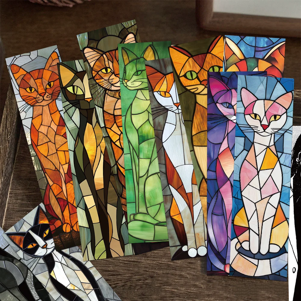 Cat Glass Textured Bookmarks 30pcs for Reading Book Marking