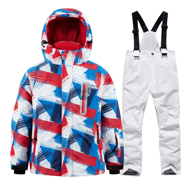 Kids Snow Suit Thermal Winter Ski Suit Boys kids Windproof Skiing Jacket and Bibs Pants Set