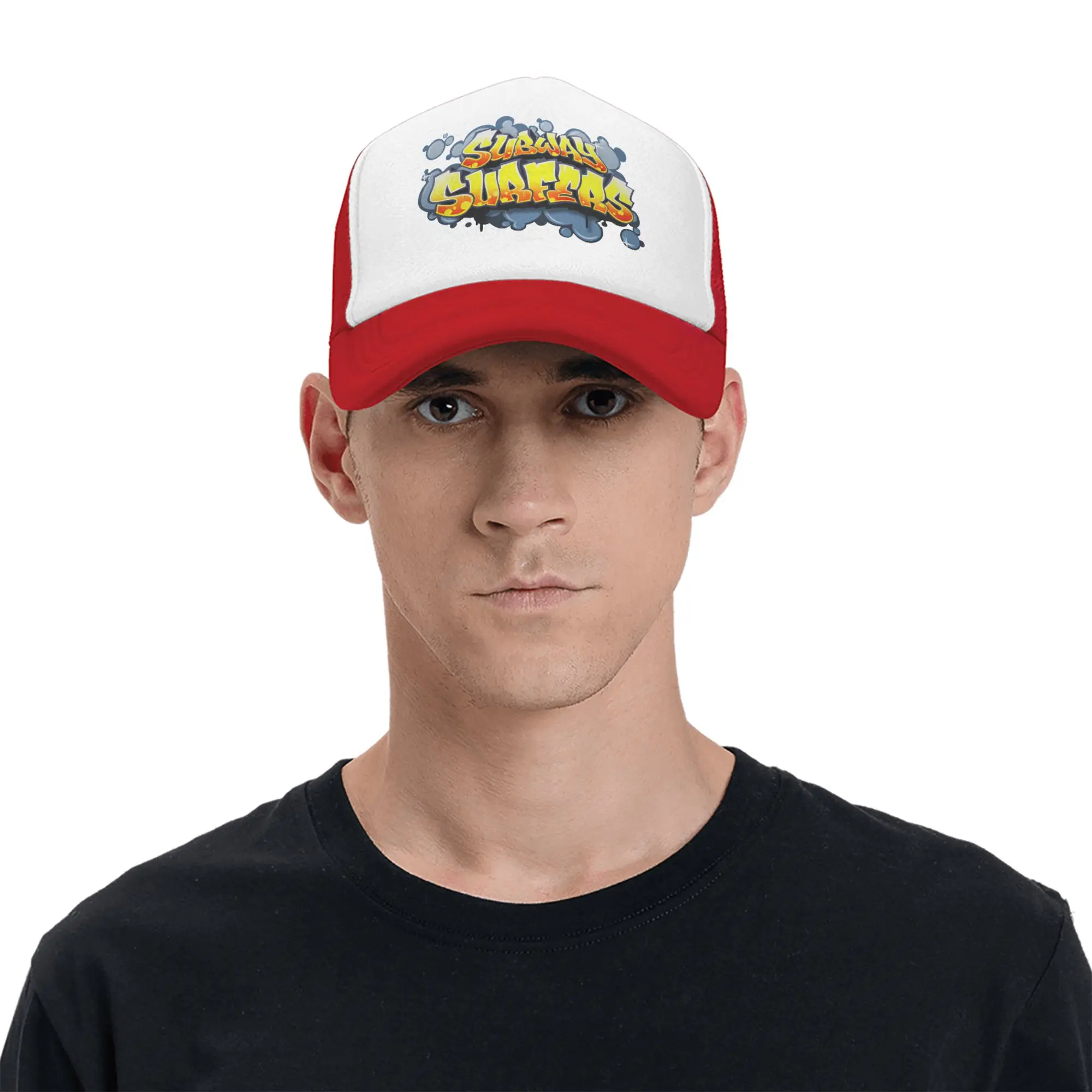 Subway Surfers Logo Mesh Baseball Cap Hip-Hop Sonnenhüte Parkour Hüte Verstellbare Polyester Golf Hüte Sommer Trucker Caps – Detail 7