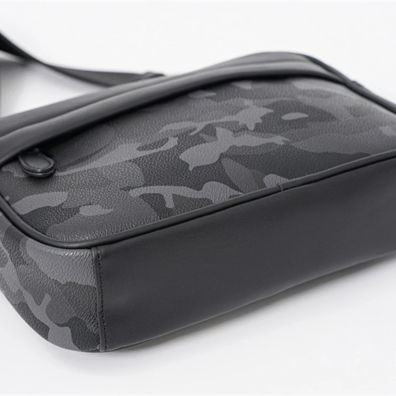 Camouflage Men's Messenger Bag Retro PU Leather Shoulder