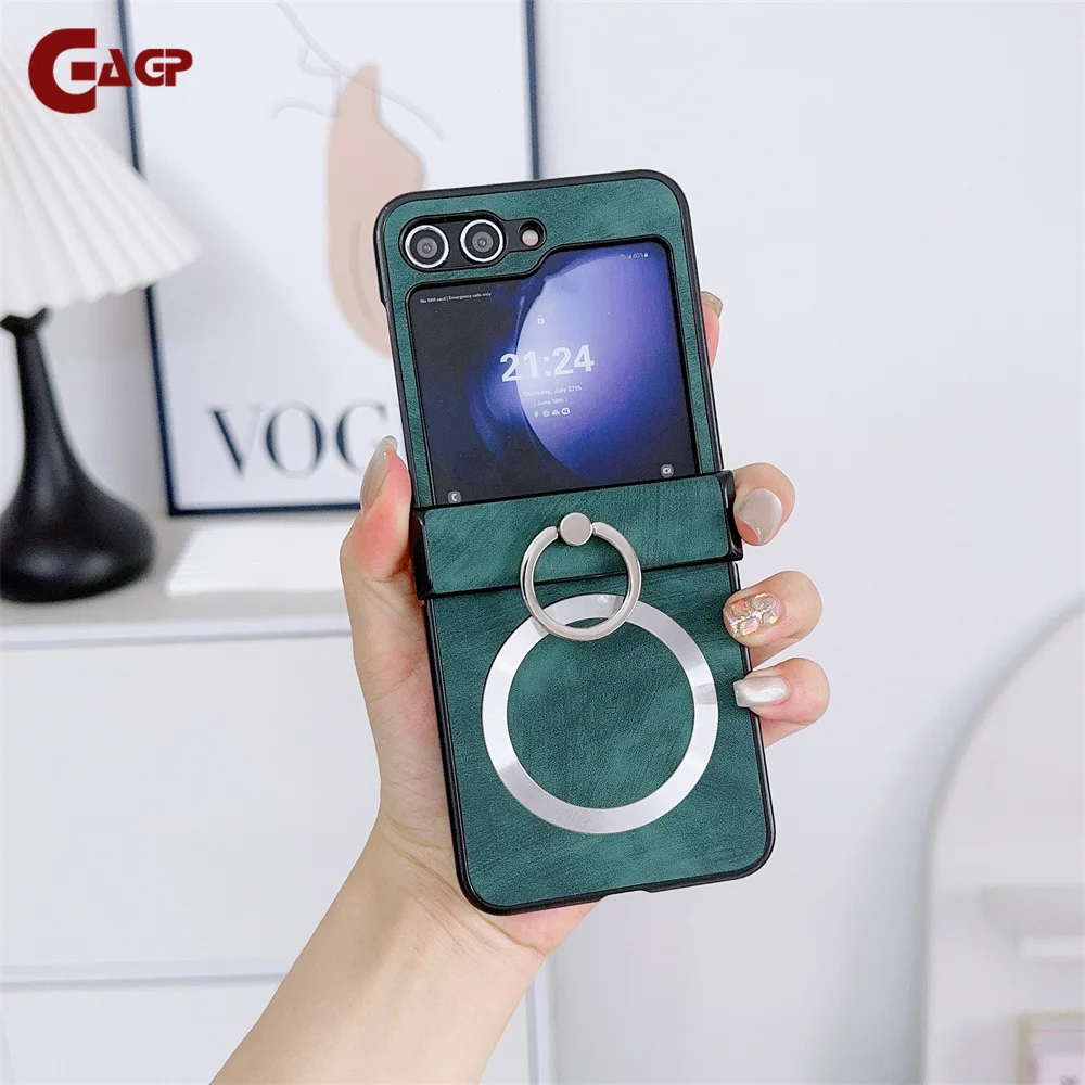 Ultra Thin Magnetic Ring Case with Finger Ring Clip for Samsung Galaxy Z Flip Series