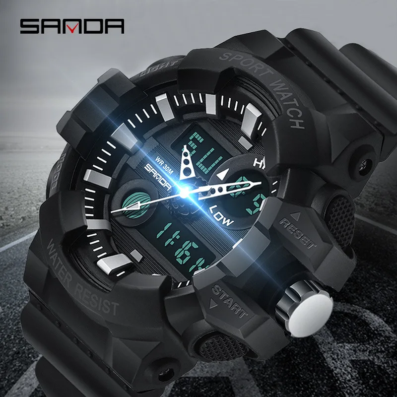 

Top Brand Luxury Heavy Digital Men Watch Black G Sports Shock Military Men's Hand Clock Double Movement Waterproof Wristwatch