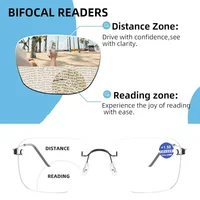 Lunettes de lecture bifocales pour hommes et femmes, surdimensionnées, presbytes, look de loin et de près, Anti-éblouissement, pour hypermétropie 3