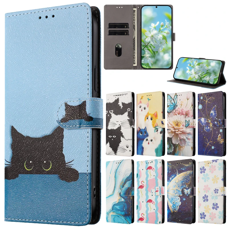 Cute Cartoon Cat Flip Wallet Phone Case Cover