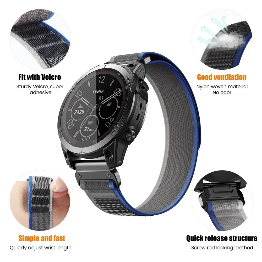 Trail Loop Nylon Strap - 22/26mm Adjustable Sports Wristband