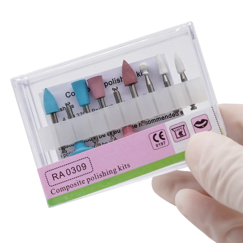 9pcs Dental Resin Polishing Bur Kit Composite Rubber Porcelain Teeth