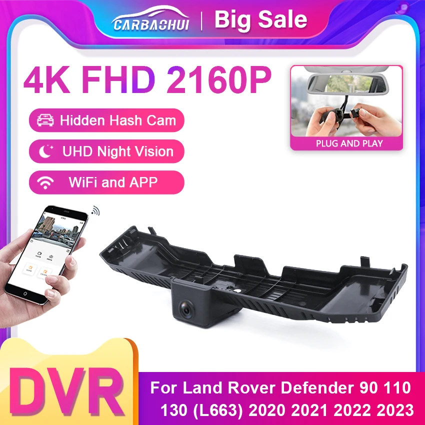 Plug And Play 4K Hidden Dash Cam Per Land Rover Defender 90 110 130 (L663) 2023 2022 2021 2020 Car Dashcam 2160P Videoregistratore