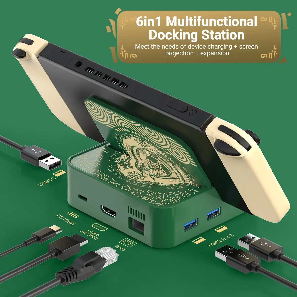 Docking Station 6 in 1 Hub USB-C for Nintendo Switch