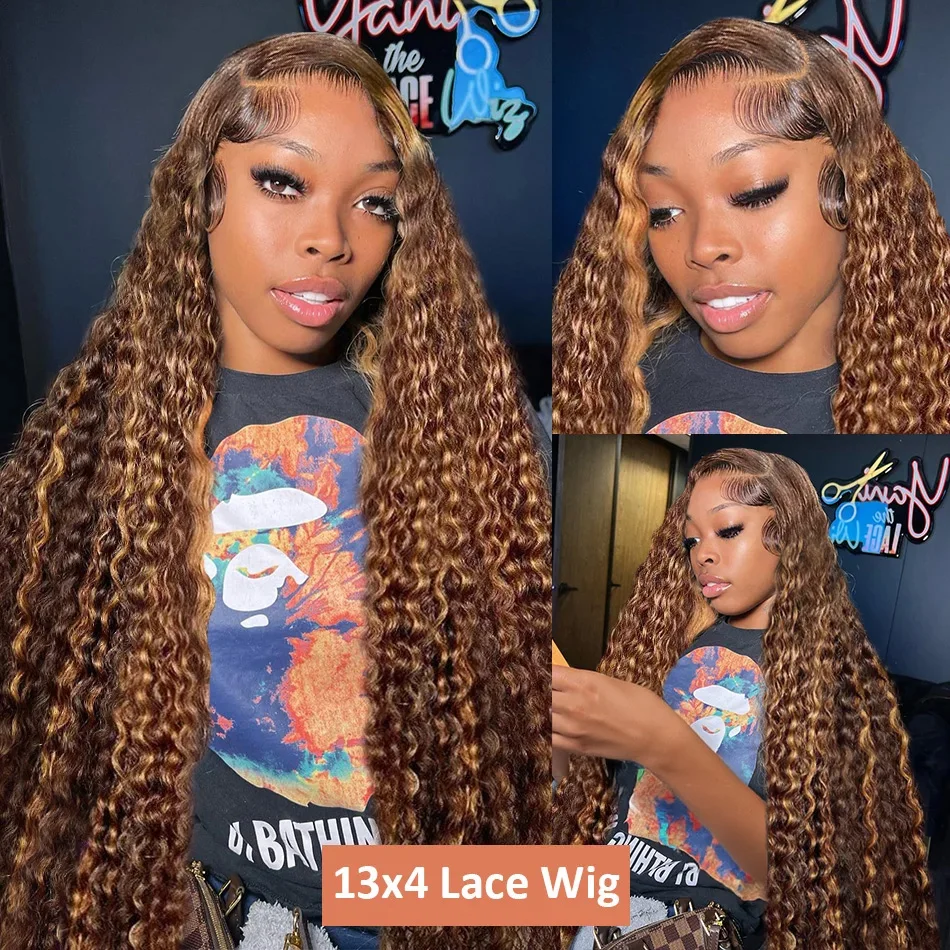 250 밀도 하이라이트 옴브레 딥 웨이브 레이스 프론트 가발, 브라질 13x6 HD 레이스 프론트 인모 가발, 13x4