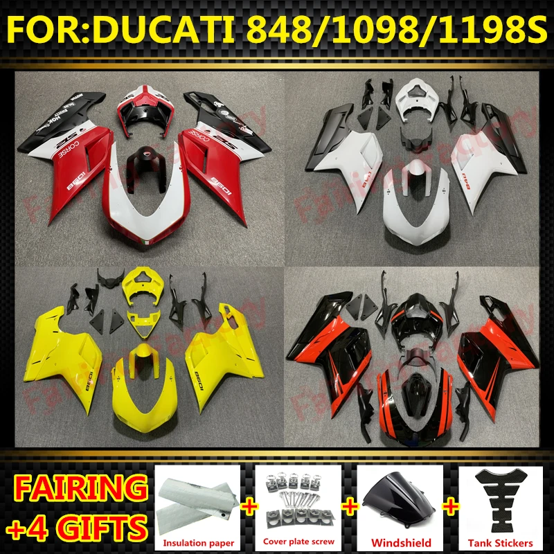 

New ABS Motorcycle Full Fairings Kit Fit for DUCATI 848 1098 1198 2007 2008 2009 2010 2011 2012 Bodywork full Fairing kits