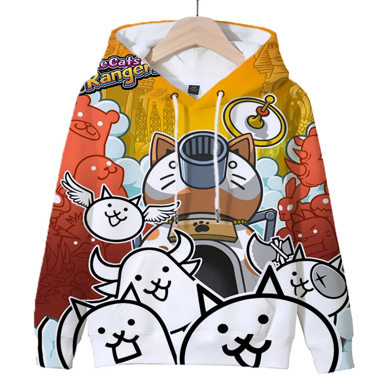 thumbnail image 1 of Sudadera con capucha con estampado 3D de The Battle Cats para niños y niñas, sudadera con dibujos animados divertidos, chándal Kawaii para niños, ropa de otoño para niños, 1 of 5