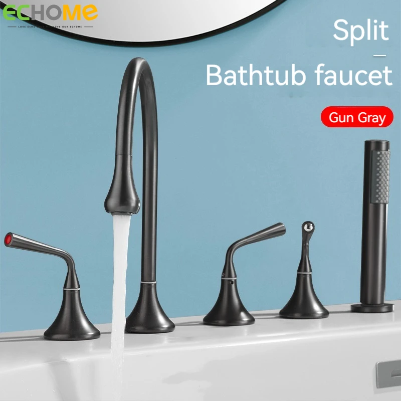 

Five-piece Bathtub Faucet Set Bathroom Bathtub Hot and Cold Dual-use Split Five-hole Pull-out Faucet Household Bathroom Faucet