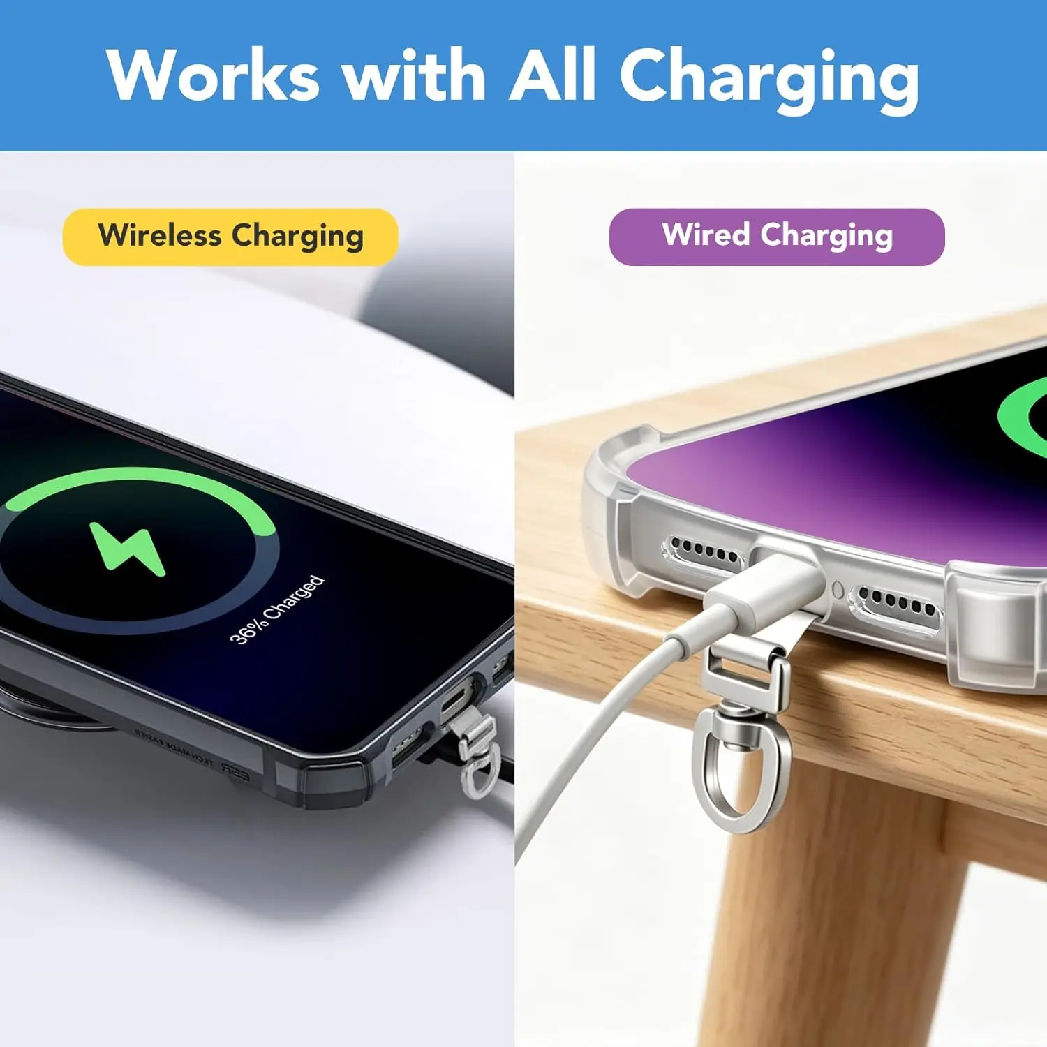 Rotating Stainless Steel Phone Tether Tab with Universal Holder Adapter