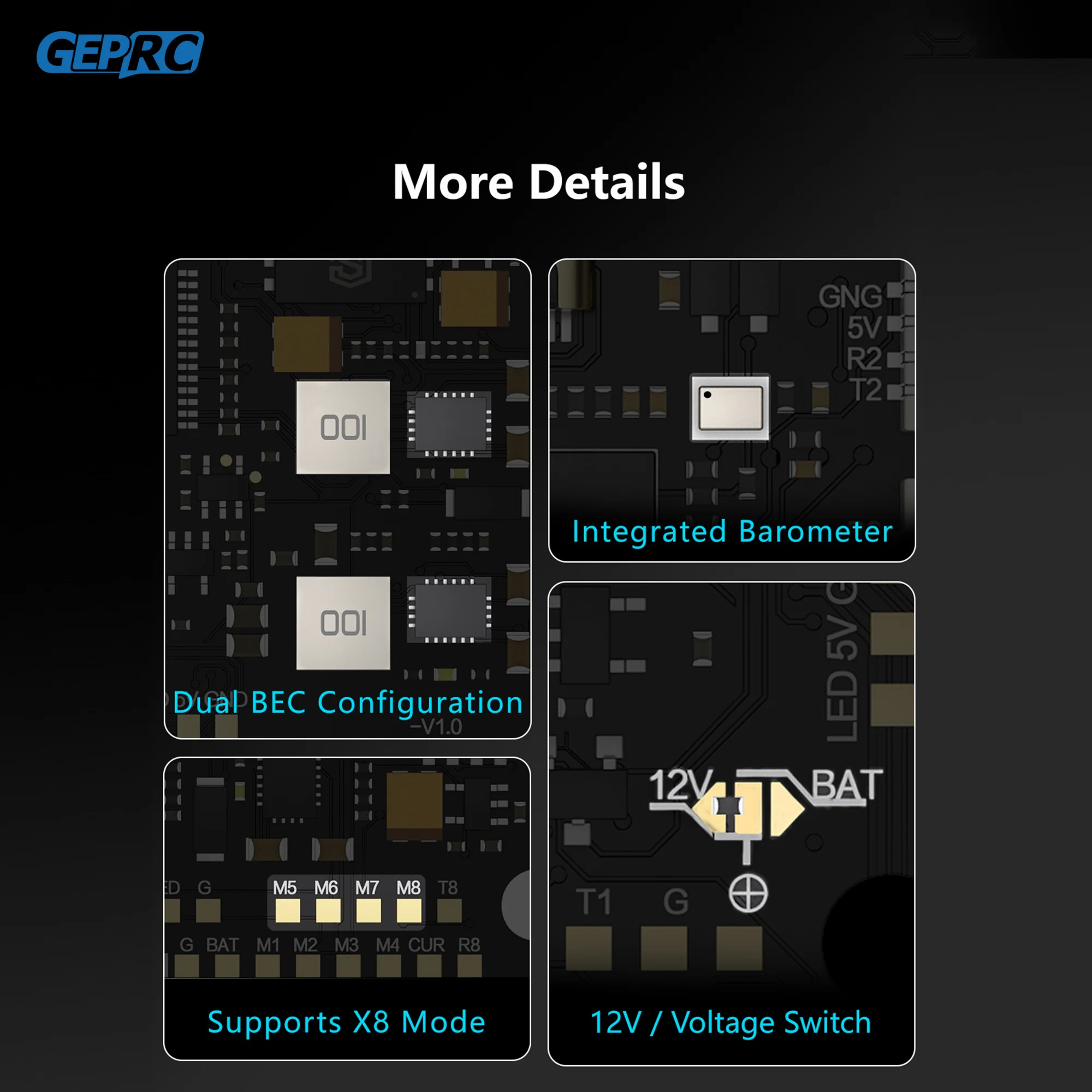 GEPRC TAKER H743 BT 32Bit 50A Stack GEP-BL32 50A 96K 4IN1 ESC Двойной гироскоп Анализ данных Запись полета Барометр Гоночный FPV Дрон thumbnail 3