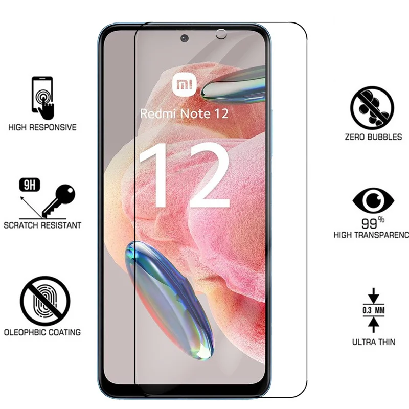 Acheter 2 pièces coque en verre trempé à couverture complète pour Xiaomi  Redmi Note 12 4G 6.67 pouces protecteurs d'écran Xioami Redmi Note 12 Film  de protection
