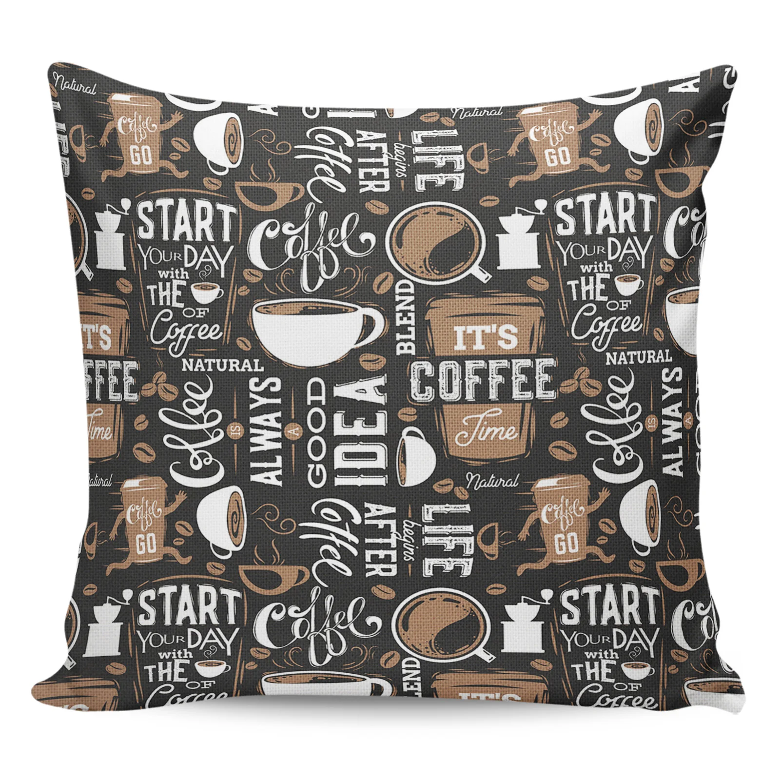 

2/4PCS Waterproof Pillow Cover Coffee Coffee Beans Coffee Cup Square Throw Pillowcase Home Decoration Sofa Cushion Cover