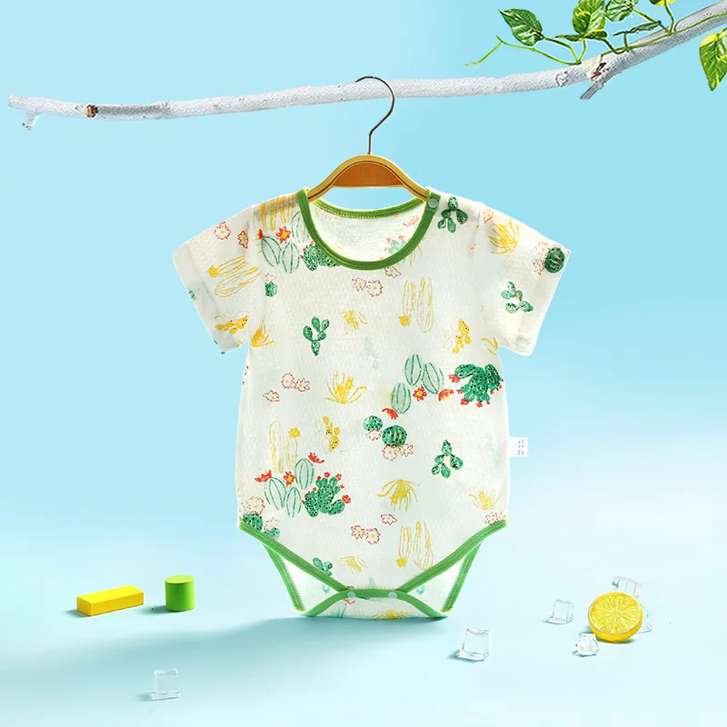 

Baby Short Sleeve Bag Fart Clothes Summer Thin Online Celebrity Newborn Pajamas Triangle Baby Jumpsuit Summer Dress