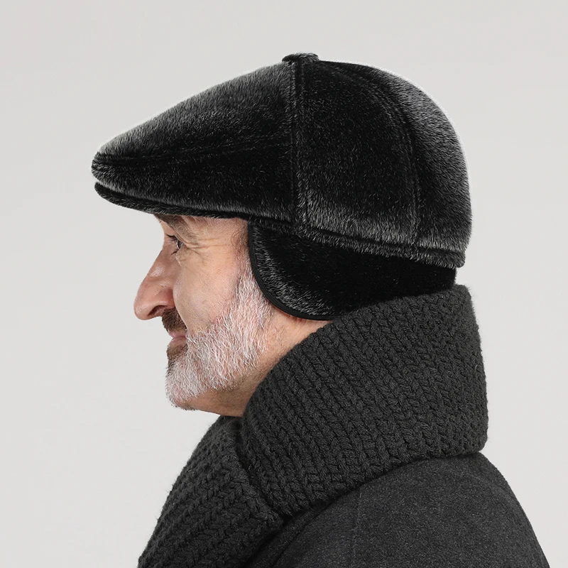 Winter Faux Fur Newsboy Hat With 