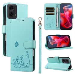 Magnetic Wallet Flip Case with Stand Support - Universal Phone Cover - MOTO G45 (Green)
