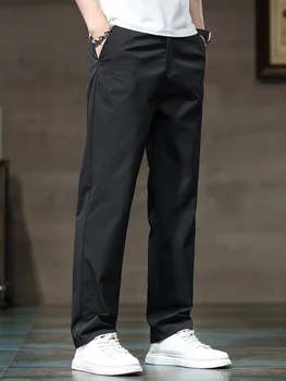 الصيف رقيقة الحرير الجليد عارضة السراويل للرجال بلون فضفاض مستقيم المألوف ضوء الأعمال عارضة السراويل الطويلة الذكور - Image 5