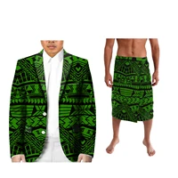 Pacific Island Art Long Sleeve Kimono Cardigan And Ie Two Piece Polynesia Tonga Style Retro Style Men's Casual Suit 1