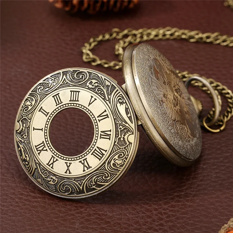 Vintage Charm Black Unisex Fashion Roman Number Quartz Steampunk Pocket Watch
