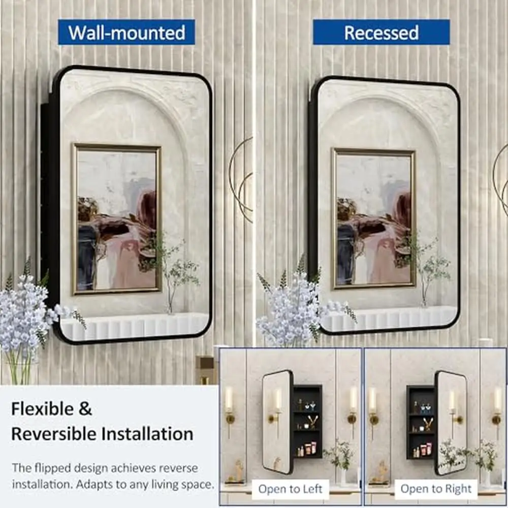 24x30" Metal Framed Mirror Medicine Cabinet with Adjustable Shelves