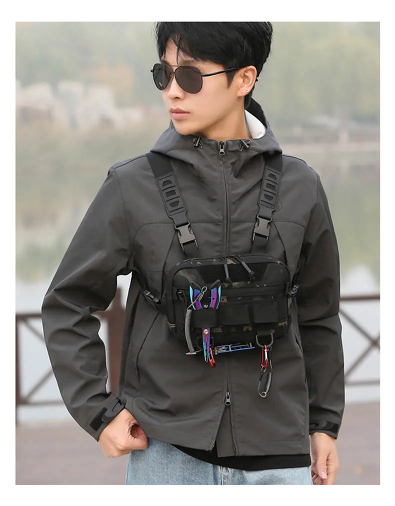 Description Picture 5 of itemTactical Chest Bag Backpack EDC Front Rig Pouch Vest Outdoor Camping Cycling Hiking Hunting Climbing Fishing Lure Fanny Pack