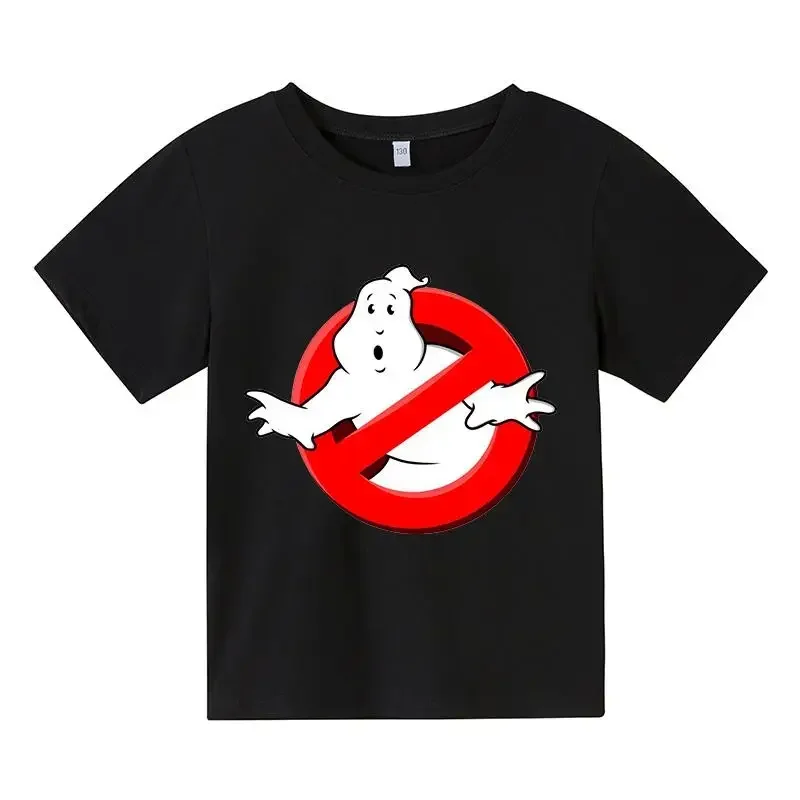 Camiseta de manga curta de caça-fantasmas infantil, algodão, engraçado, meninos, meninas, 4-14T, verão