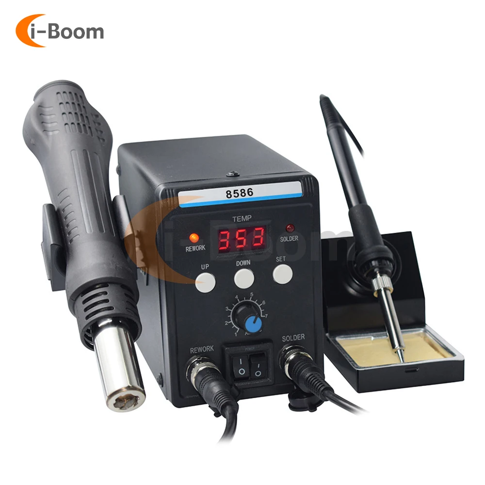 

8586 Multi-Function Soldering Station Digital Display Soldering Iron Hot Air Gun Soldering Machine Electronic Repair Tools