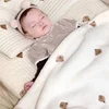 Korean Embroidered Bear Baby Swaddle Wrap Bedding for Newborn Blanket Hold The Children Out Blanket Autumn and Winter Blanket 1