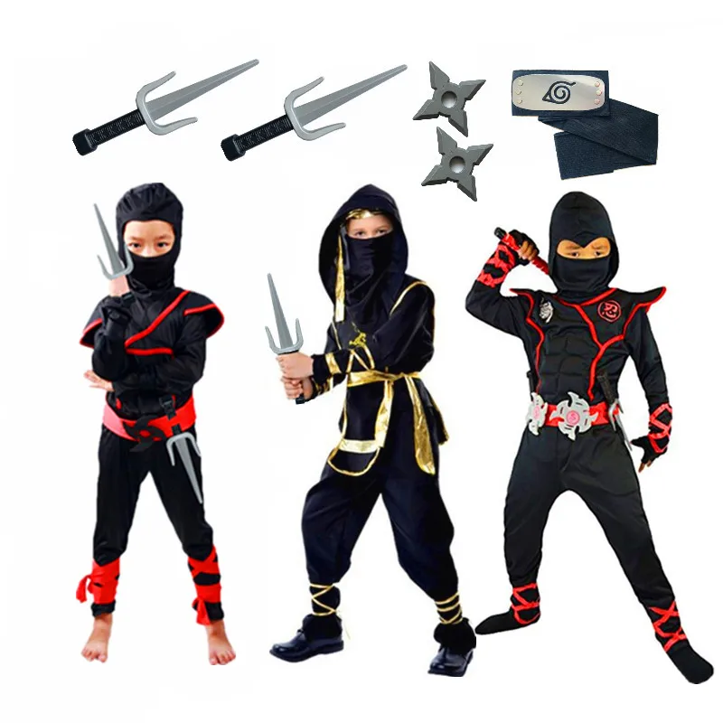 Dia das crianças crianças traje ninja assassino cosplay meninos meninas  festa de aniversário vestido fantasia punhal dardos carnaval espadachim  terno - AliExpress