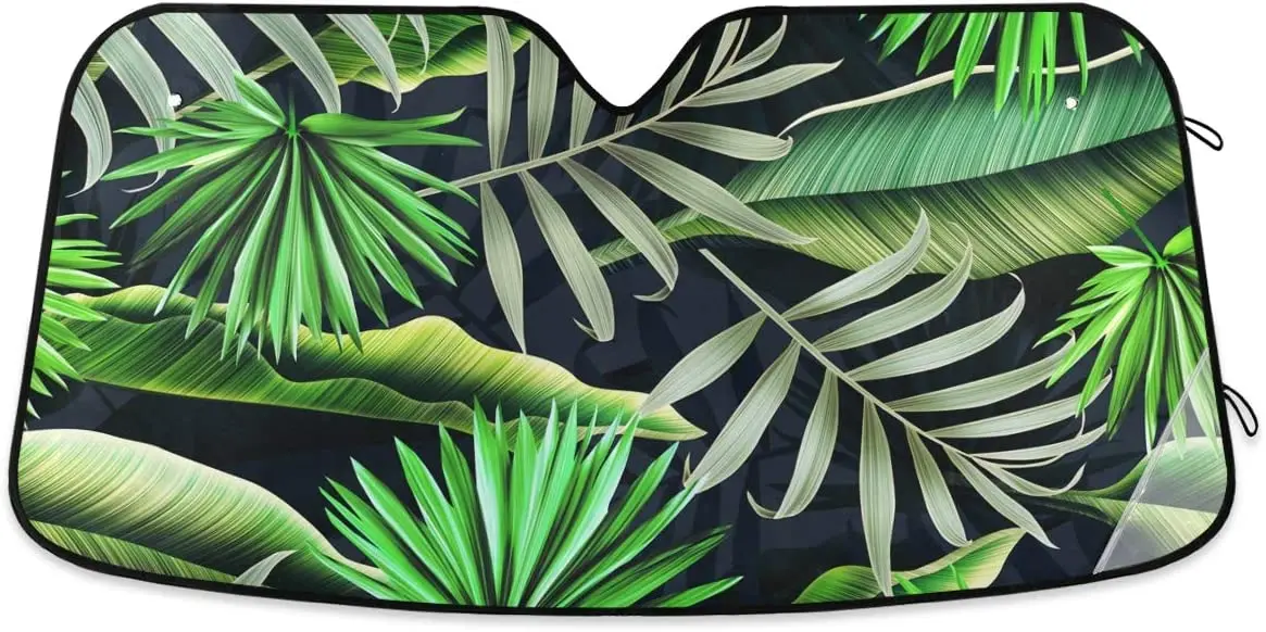 

Тропические Пальмовые Листья, переднее лобовое стекло автомобиля, солнцезащитный козырек, складные светоотражающие солнцезащитные блоки, УФ-лучи