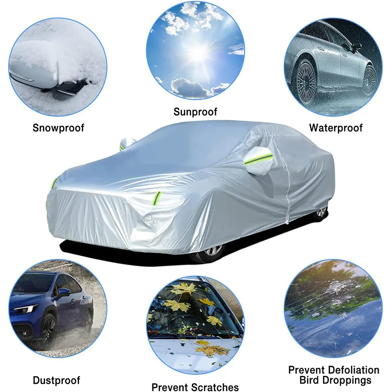 Telo Copriauto Impermeabile 190T-PU Per Kia Seltos - Protezione Completa Da Sole, Pioggia E Neve Con Cerniere Laterali E Strisce Riflettenti