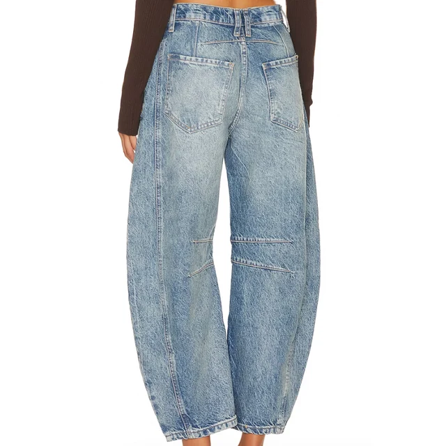 Women's Relaxed-Fit Denim Curved Pants 2