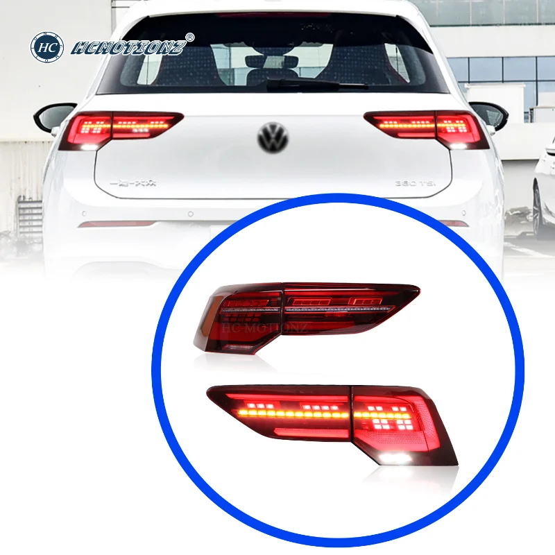 

HCMOTIONZ Car Rear Lamps 2022 Fog Brake Light DRL Dynamic Turn Signal LED Tail lights Assembly for VW Golf MK8