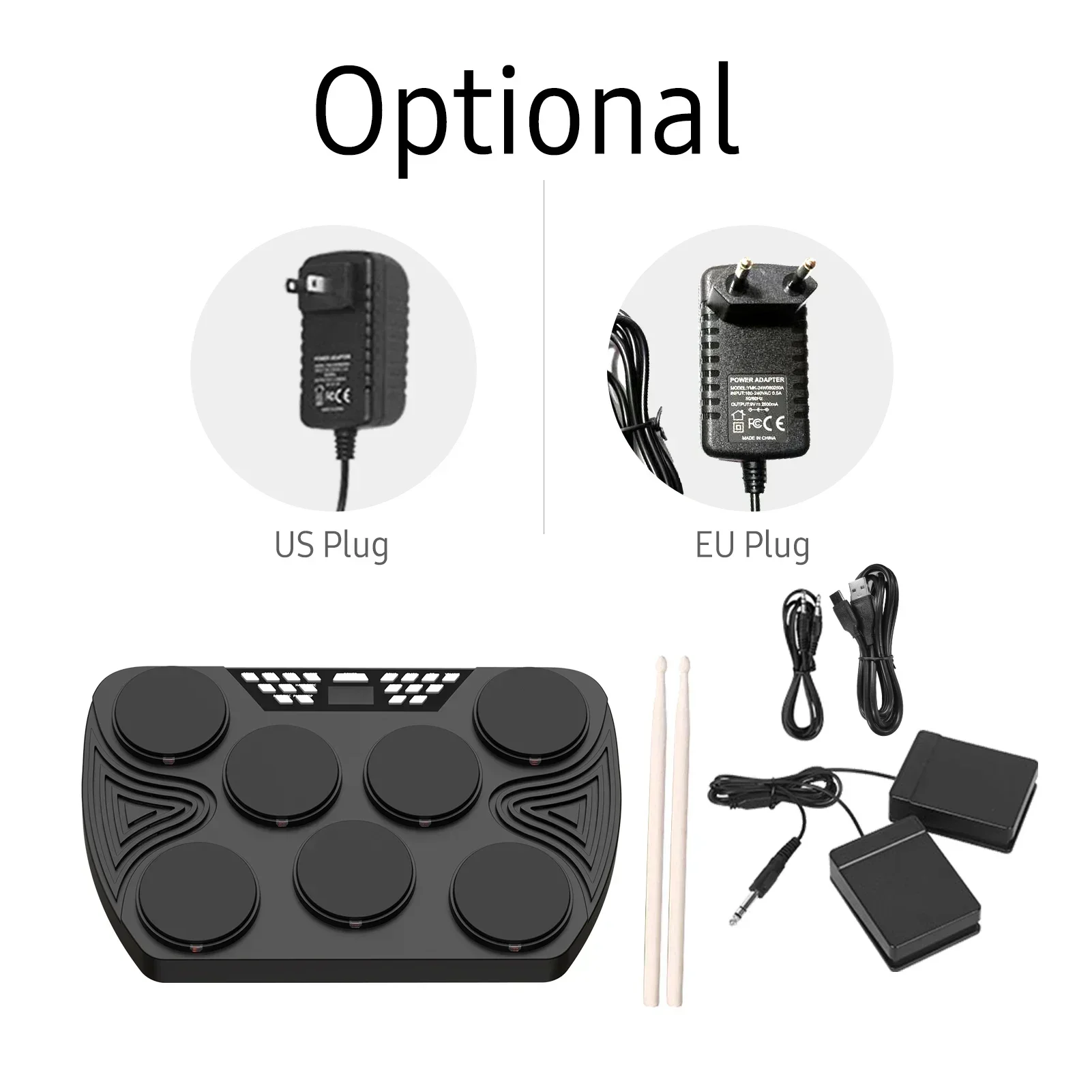 Electronic Drum Set 7 Speed Desktop Drum with Built-in 2 Speakers Stereo Rechargeable Practice Portable Drum Pads