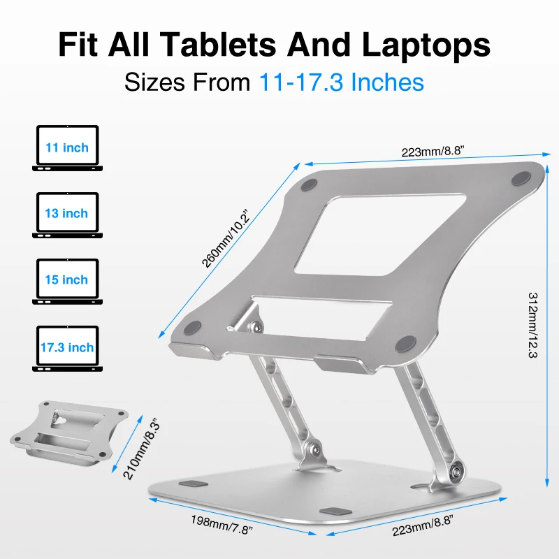 Suporte Ajustável para Notebook Tenmtoo Suporte Portátil para Notebook de Alumínio Compatível com Notebooks de 10173 Polegadas e Suporte para Notebook Macbook - Imagem 5