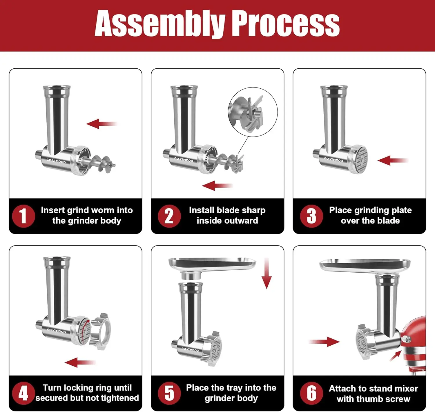 Food Grinder Attachments 304 Dishwasher Safe Stainless Steel Food Grinder Attachment Fit KitchenAid