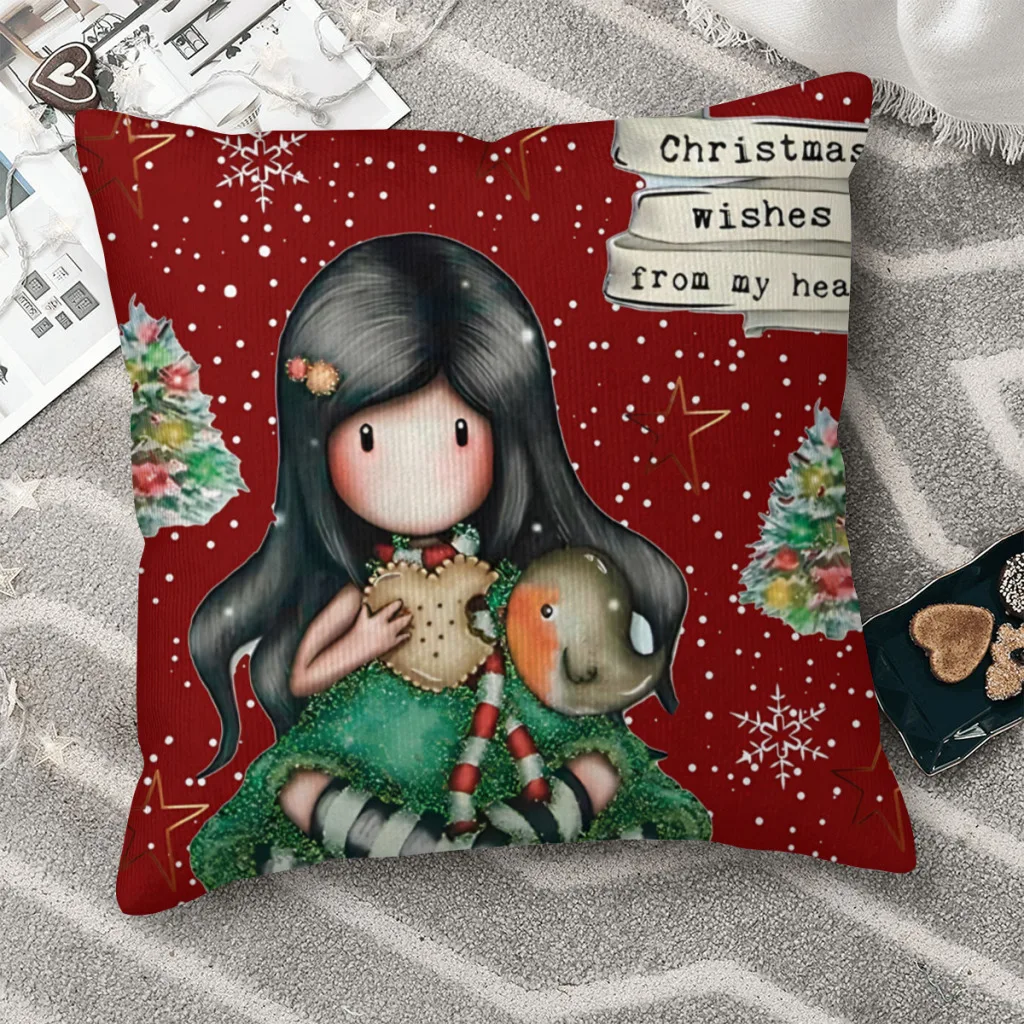 Fodera Per Cuscino In Poliestere Natalizio Santoro Gorjuss Girl Home Office Decorativo Kawaii Cojines Decorativos
