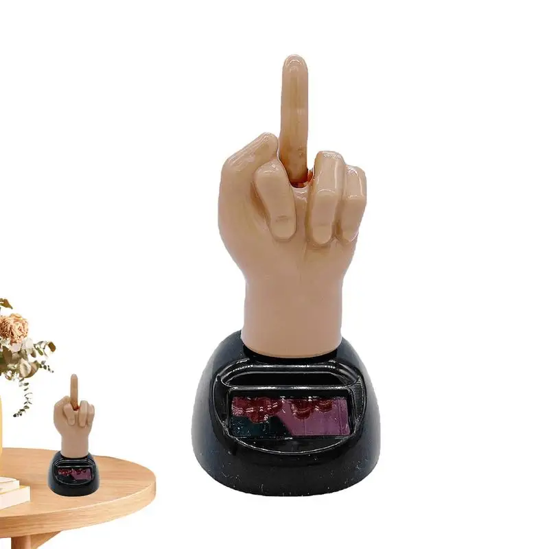 

Solar Powered Mid Finger Shaking Toy ABS Funny Finger Car Ornament General Auto Interior Prank Toys For Car Dashboard Home