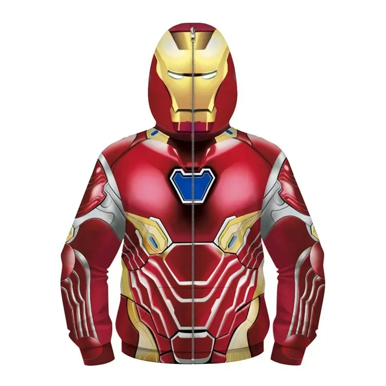thumbnail image 1 of Sudadera con capucha de superhéroe Spiderman de Los Vengadores para niños, sudadera con cremallera 3D de Miles Morales, chaqueta de Iron Man, disfraz de Cosplay de Anime para niños y niñas, 1 of 5