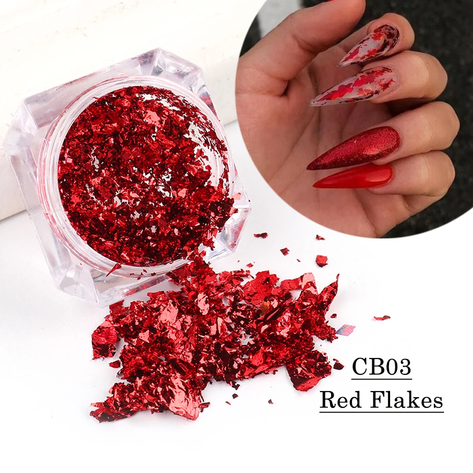 Aluminum Foil Sequins For Nails Gold Silver Irregular Glitter Flakes Mirror Chrome Powder Manicure Winter Decorations LYCB01-08