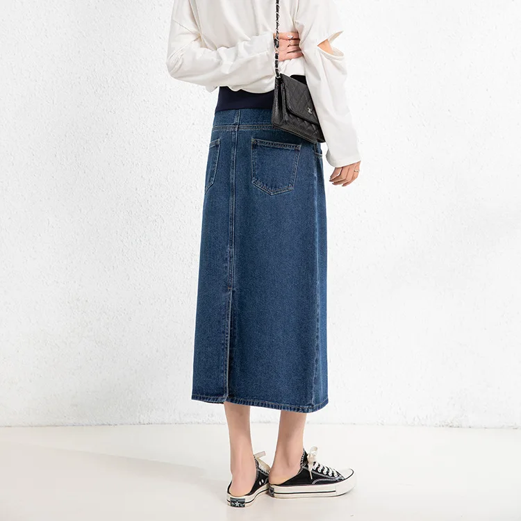 Maternity Dress Skirt for Pregnant Women Slimming Loose Straight Bellysupporting Denim Hip