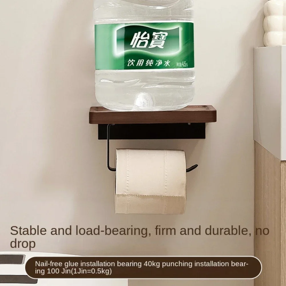 Wall Mounted Toilet Roll Holder，Bathroom Bedroom Paper Towel Holder，wood bathroom storage shelf bathroom decoration accessories 5