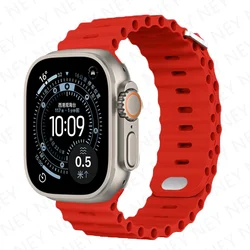 Ocean Style Solid Color Silicone Band - Durable & Sweatproof - 38mm 40mm 41mm (4 red)