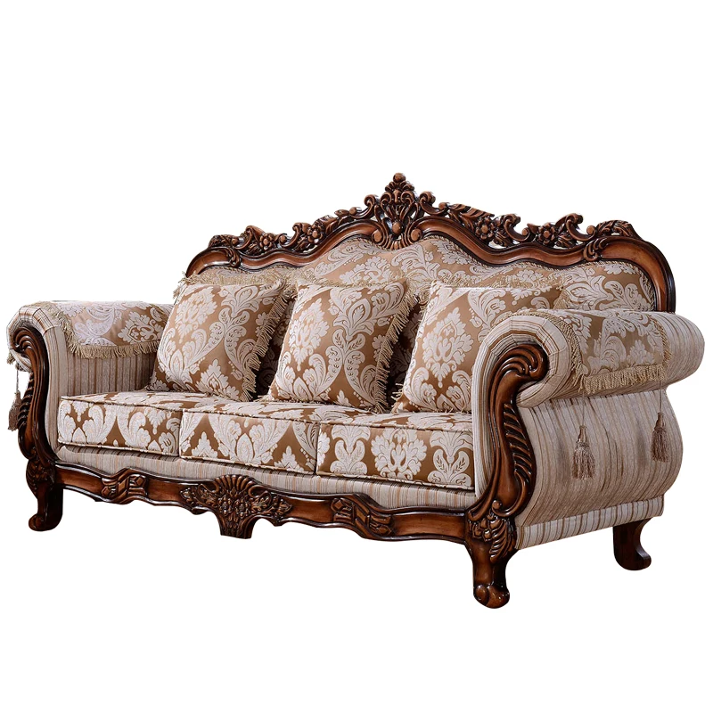 Klasikinio stiliaus sofa – Prabangus medžio masyvas ir damastas - Image 6