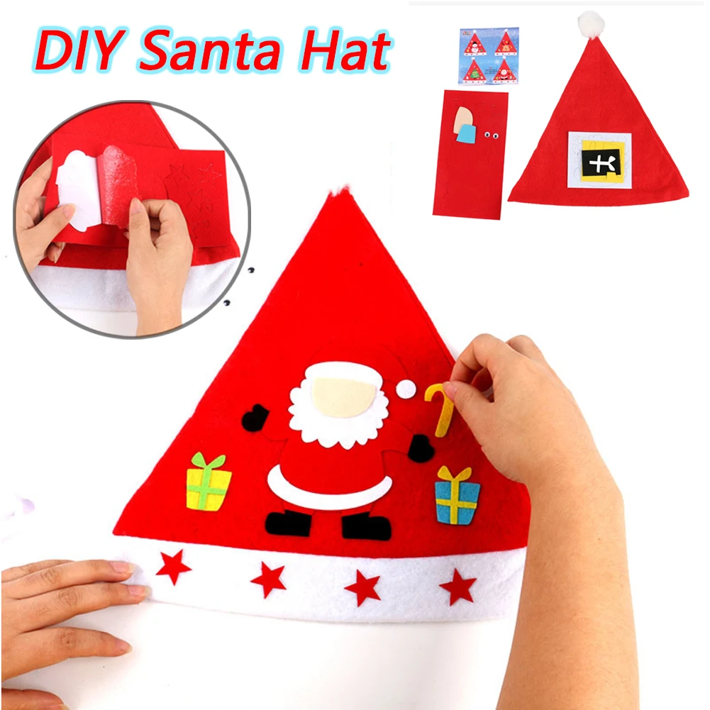 Christmas Santa Hats Handmade DIY Pattern Xmas Hat Creative Children's Christmas Gift